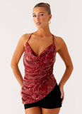 Lost In The Tide Beaded Top Rust