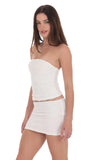 Strapless Ruffle Two Piece Set in White