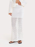 Cream Crochet Drop Waist Maxi Skirt