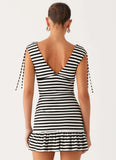 Acacia Mini Dress Black White Stripe