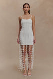 Tove Hand Knit Flower Mini Dress White