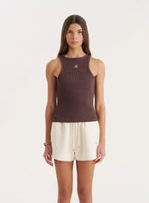 Chocolate 4th Branded Racer Vest Top