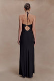 Lydia Cowl Neck Satin Maxi Dress Black