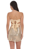 Sequin Front Twist Bodycon Dress in Gold