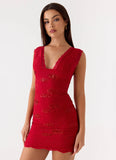 Sommers Lace Mini Dress Red