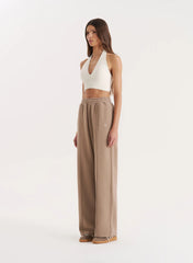 Mocha 4th Wide Leg Branded Joggers