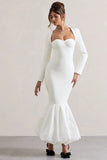 London Cream Sweetheart Maxi Dress With Volume Hem