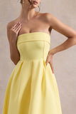 Annalise Lemon Bandeau Skater Midi Dress
