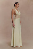 Dinah Lace And Satin Maxi Dress Lemon