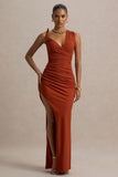 Island Girl Rust Asymmetric Maxi Dress With Split