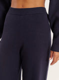 Navy Knitted Straight Leg Trousers