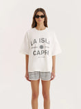 Cream Capri Slogan Oversized T Shirt