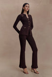 Suzie Ribbed Flared Pants Chocolate