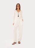 White Wrap Semi Sheer Long Sleeve Top
