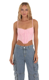 Lace Corset Top in Pink