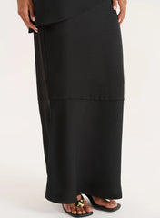 Black Satin And Chiffon Maxi Skirt