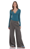 Lace V Neck Top in Teal