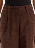 Chocolate Belted Turn Up Cord Wide Leg Trousers Hughes