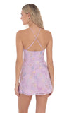 Floral Sequin Halter Dress in Lavender
