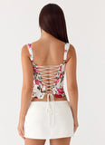 Sena Bustier Corset Top Ivory Bloom