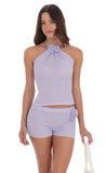 Crochet Rosette Halter Top in Lavender