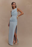 Henley Slinky Drape Maxi Dress Pale Blue