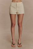 Ebony Embroidered Denim Micro Shorts Cream