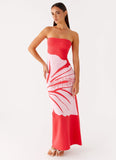 Jala Strapless Knit Maxi Dress Red Floral