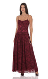 Floral Chiffon Maxi Dress in Burgundy
