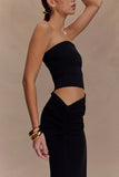 Jasiel Strapless Knit Maxi Dress Black
