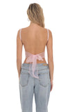 Embroidered Open Back Top in Pink