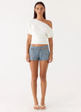 Hadleigh Denim Mini Shorts Light Denim