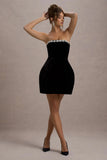 Naia Black Velvet Embellished Bandeau Mini Dress