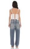 Distress Barrel Jeans in Faded Denim