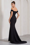 Karma Black Bardot Split Fishtail Maxi Dress