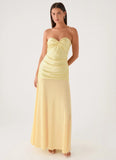 Cierra Strapless Maxi Dress Yellow