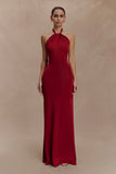 Elyna Slinky Halter Maxi Dress Deep Red