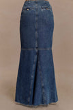 Loretta Denim Maxi Skirt Washed Dark Blue