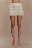 Margaret Lace Ruffle Mini Skort Cream