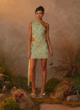 Juelz Beaded Mini Dress Lime