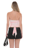 Tie Dye Mesh Cutout Strapless Top in Pink
