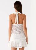 Alysha Halter Lace Mini Dress Cream