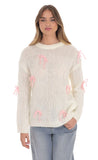 Knitted Bows Jumper in Cream