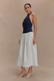 Ashwin Denim Cotton Midi Dress Indigo Blue