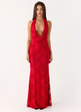 Mitchella Lace Maxi Dress Red