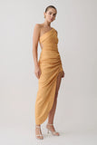 Birgit Linen Midi Dress With Hardware Deep Peach