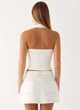 Julien Mid Rise Denim Mini Skirt Ivory