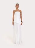 White Bandeau Asymmentric Detail Maxi Dress