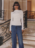Off White Long Sleeved Drape Top