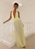 Elysia Chiffon Maxi Dress Lemon